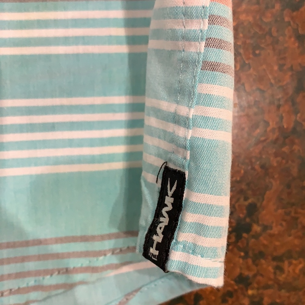 {Tony Hawk}Boys Sz 4 Aqua/White/Brown/Org Striped Button Down - Picture 5 of 6